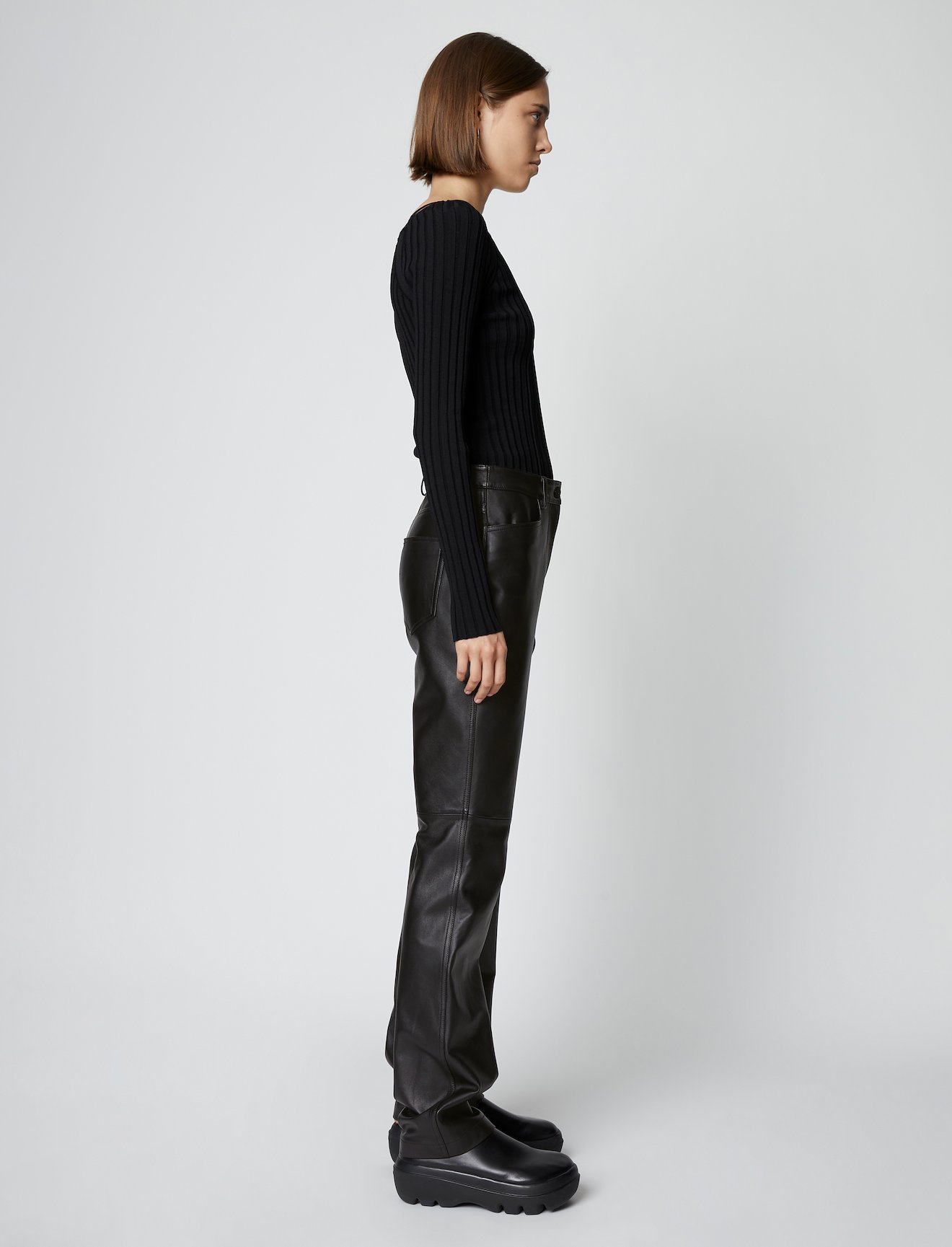 Leather Straight Pants #1