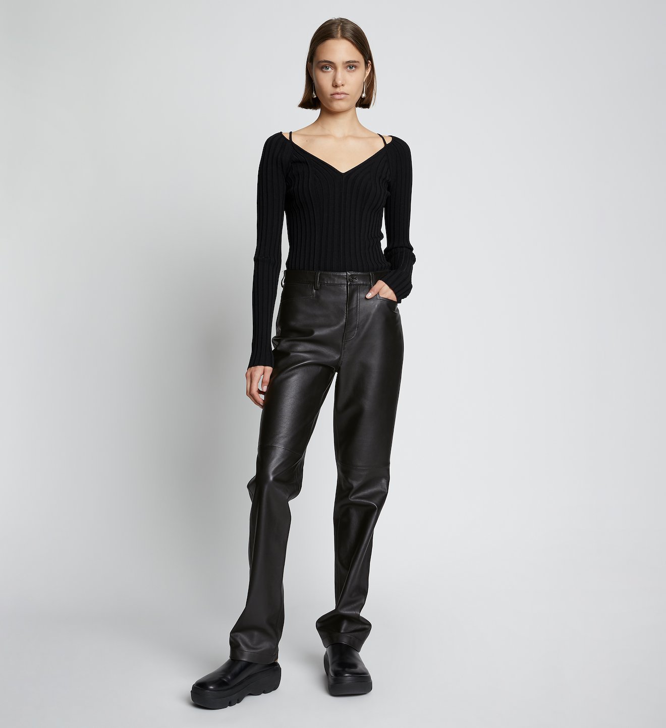 Leather Straight Pants