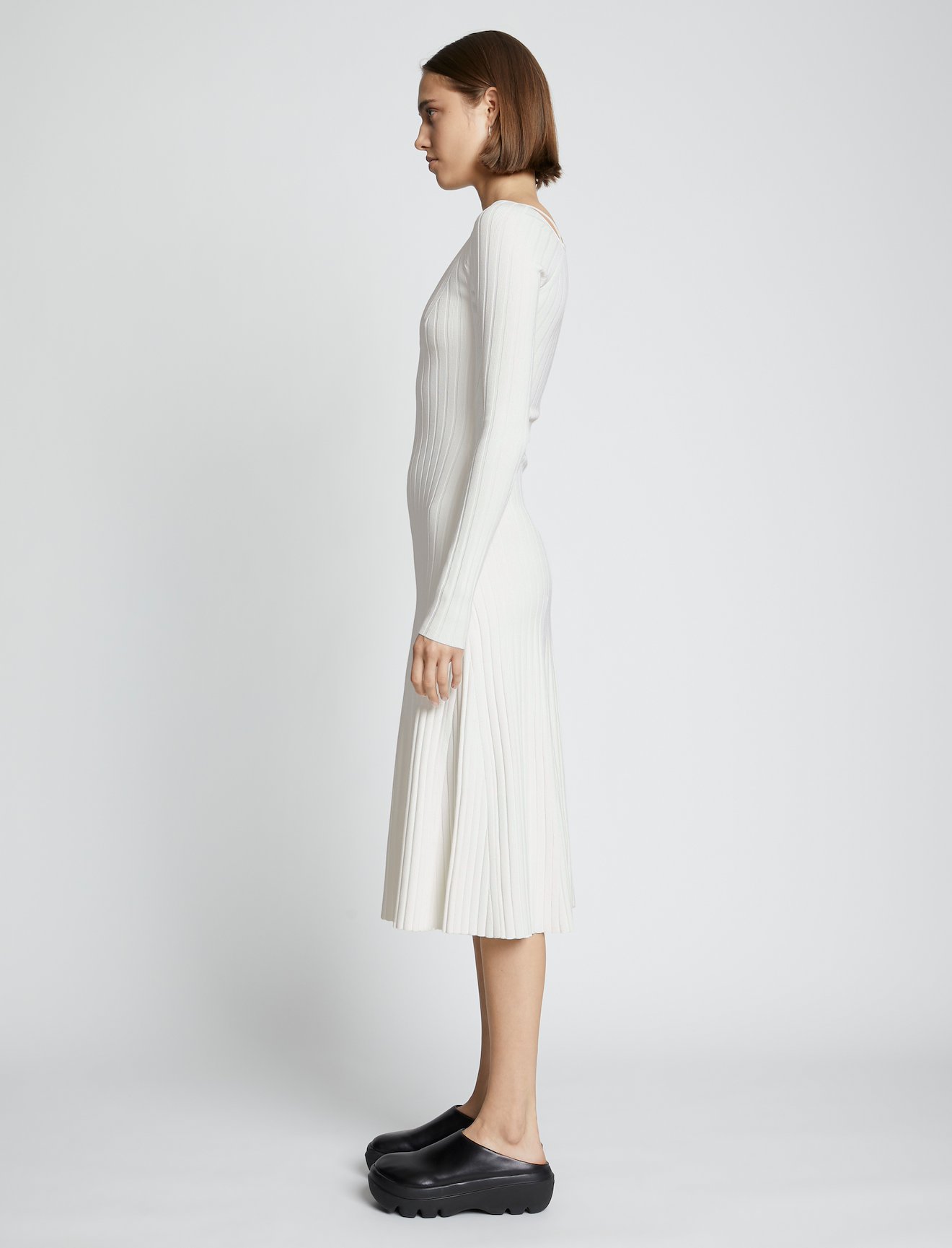 Lightweight Rib Knit V-Neck Dress #1