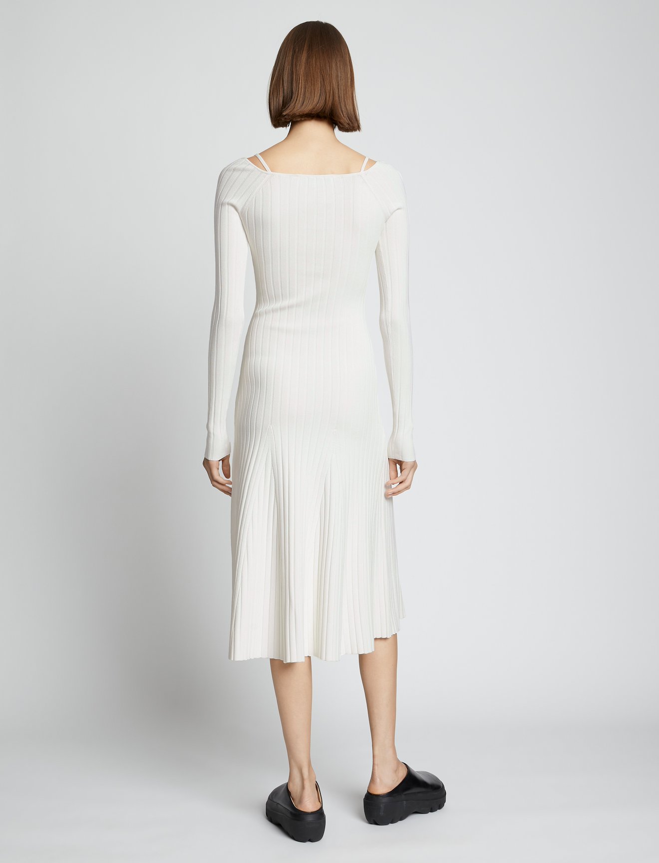 Lightweight Rib Knit V-Neck Dress #2