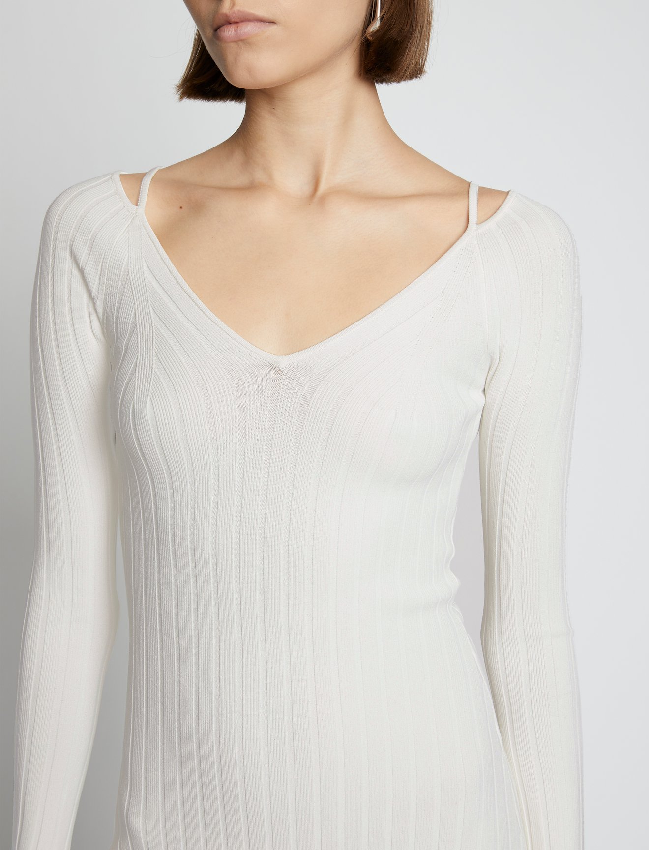 Lightweight Rib Knit V-Neck Dress #3