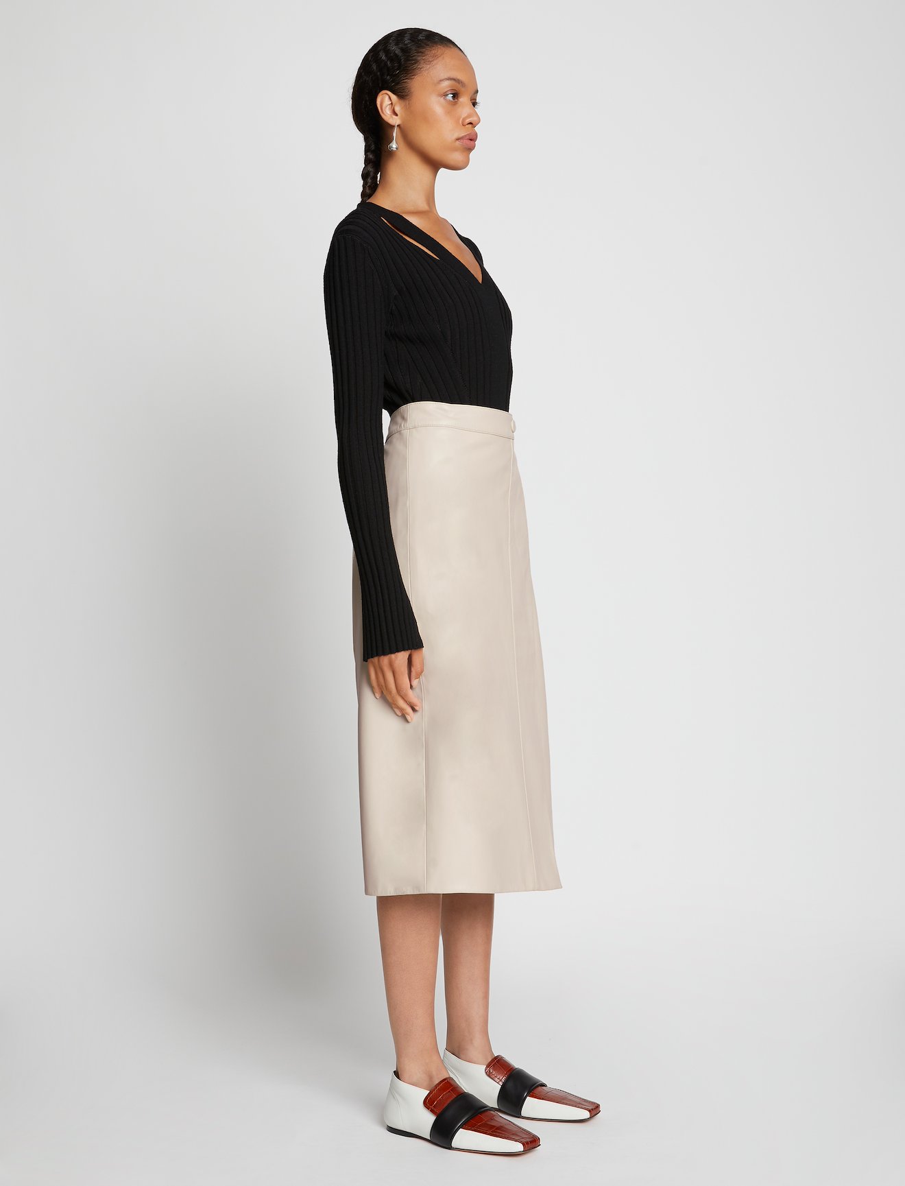 Faux Leather Wrap Skirt in neutrals | Proenza Schouler