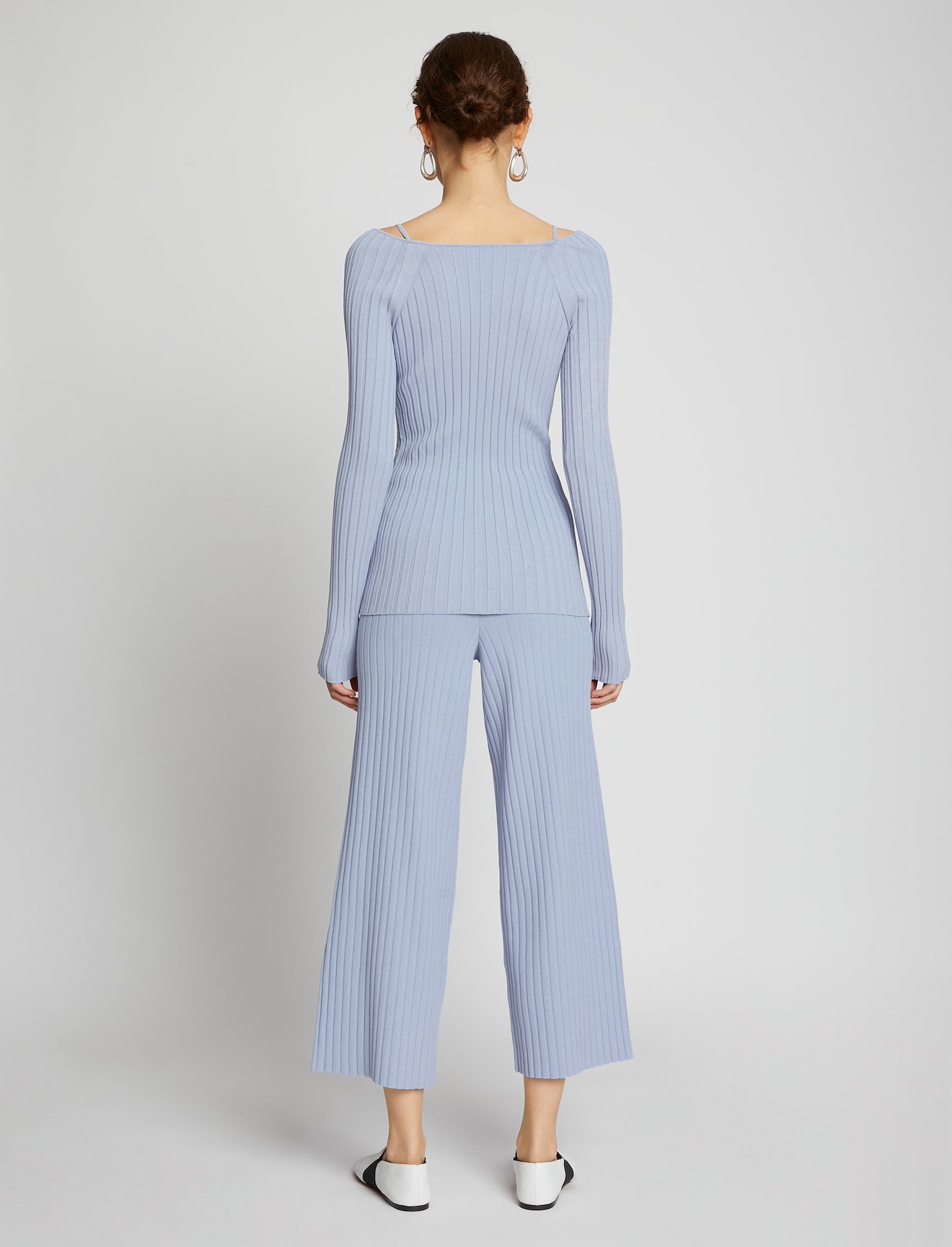 Lightweight Rib Knit V-Neck Top #3