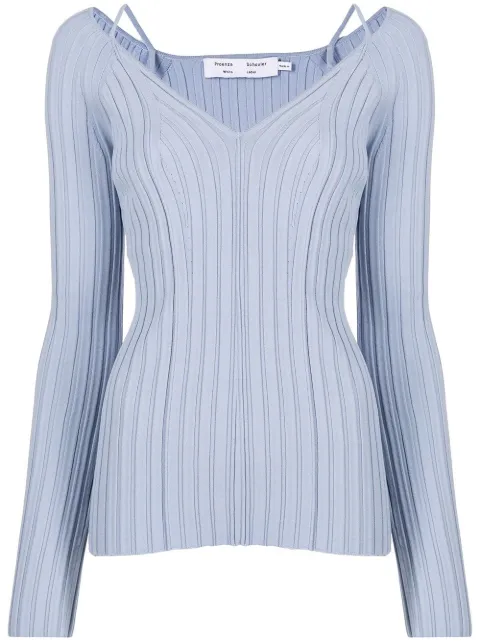 Proenza Schouler White Label lightweight rib knit V-neck top