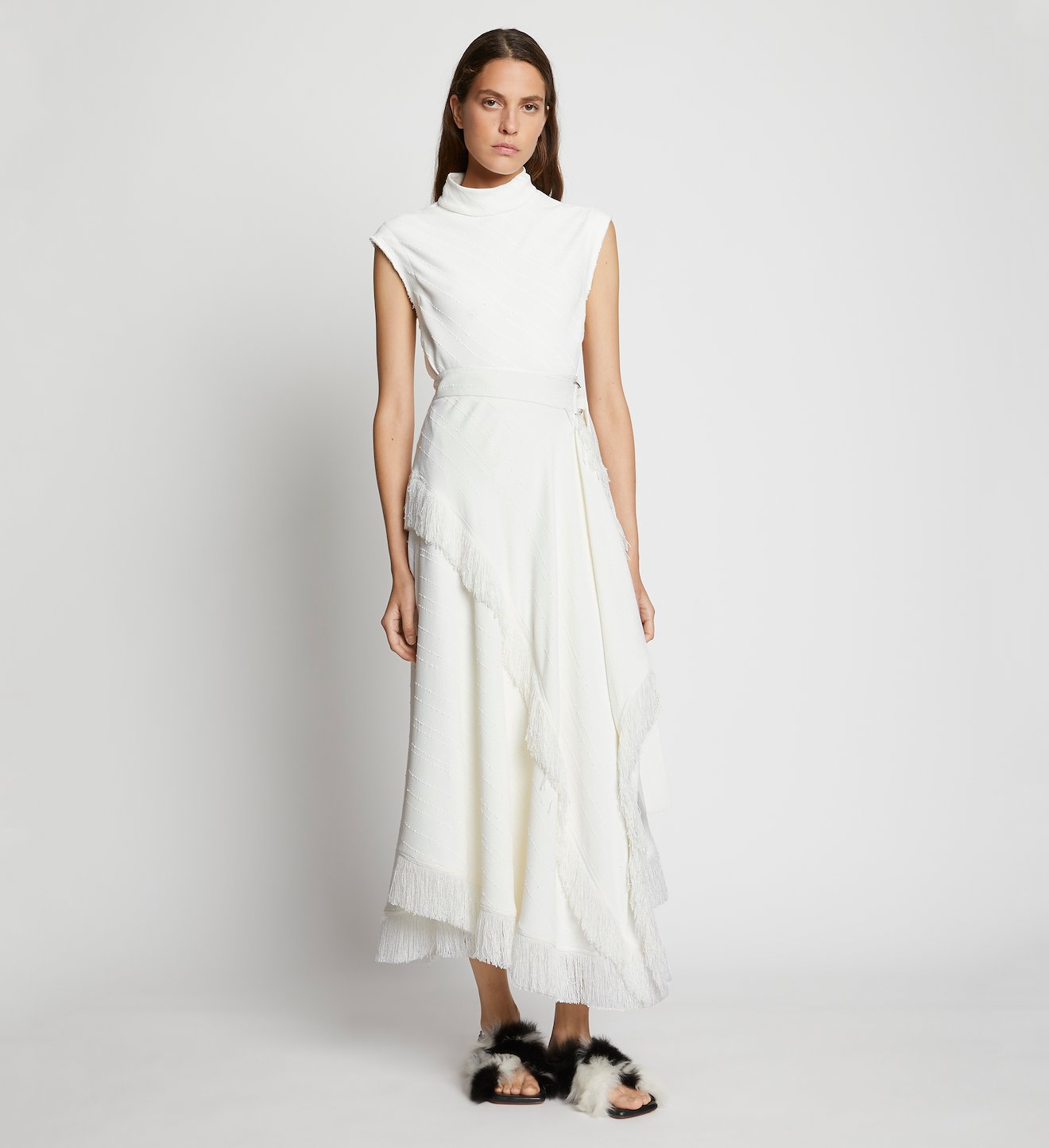 Textured Fringe Crepe Skirt