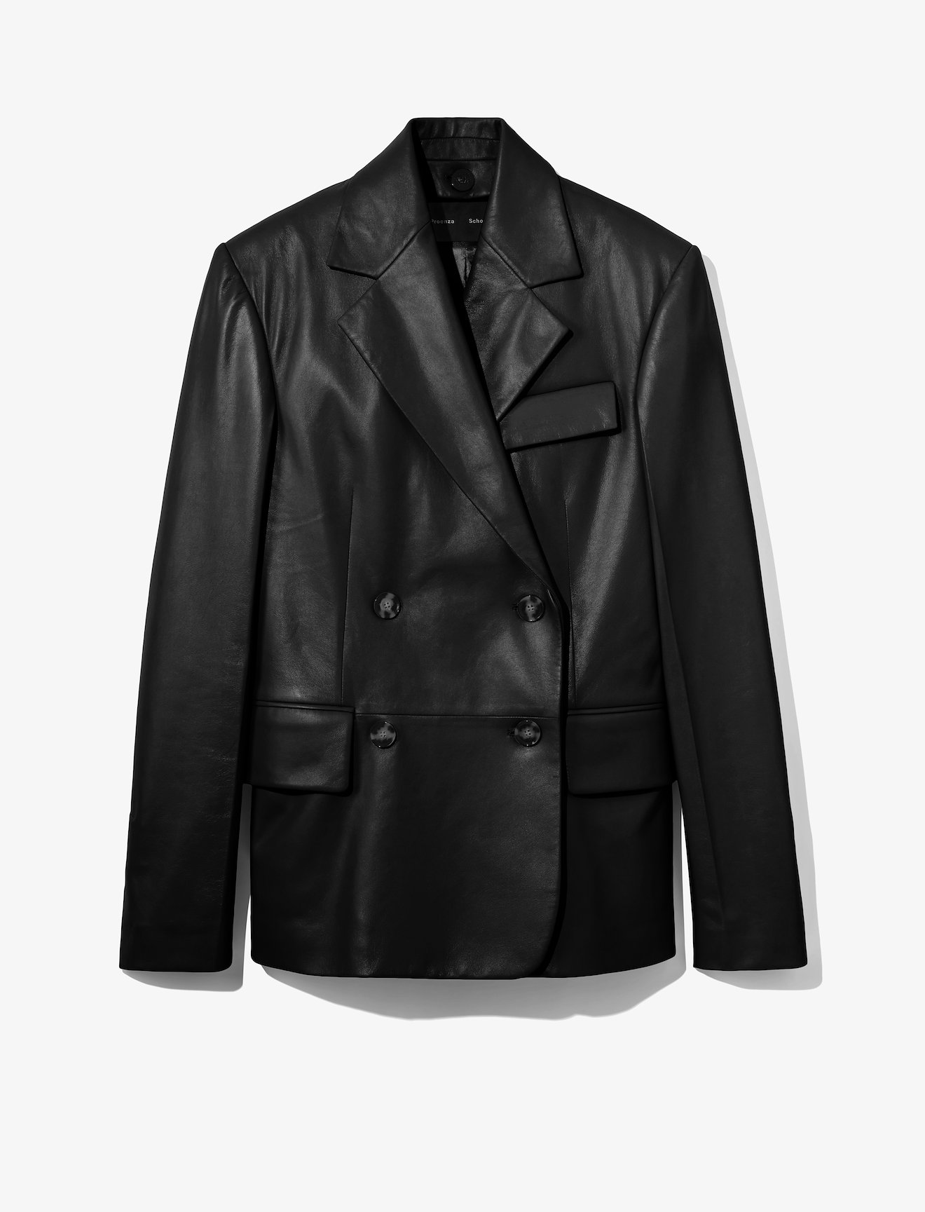 Double Breasted Leather Blazer #5