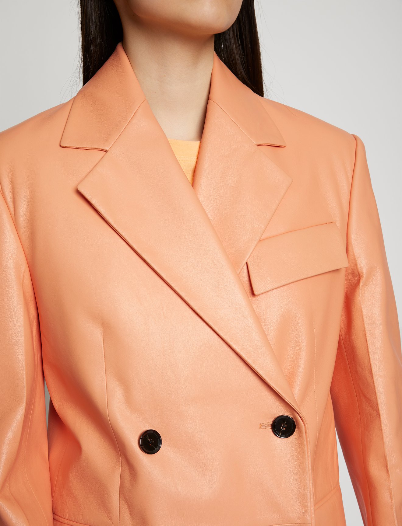 Double Breasted Leather Blazer #4