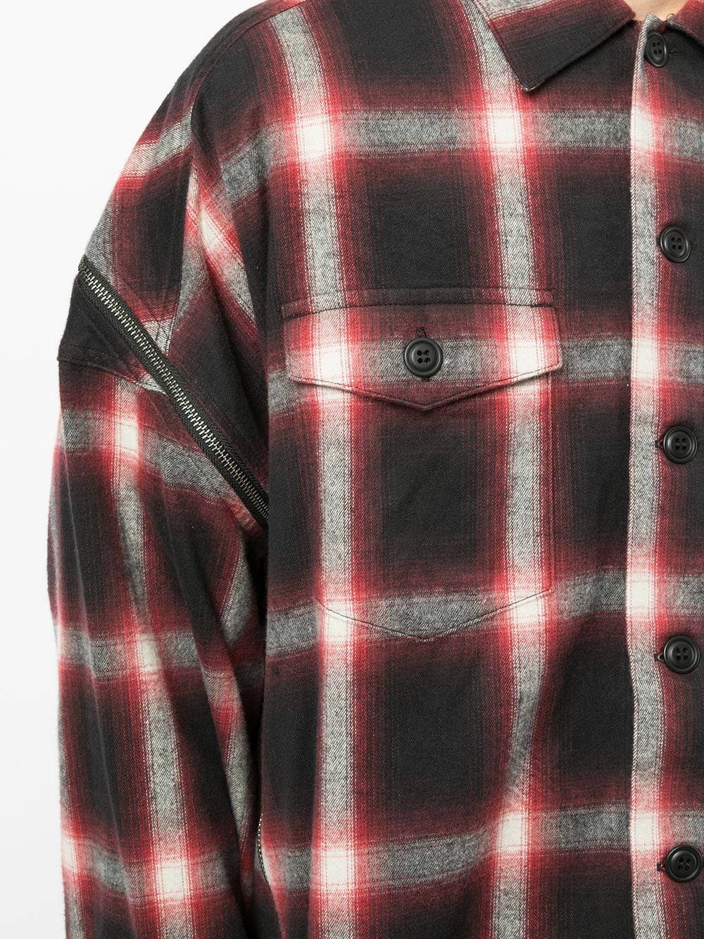 Facetasm zip-detail Oversized Checked Shirt - Farfetch