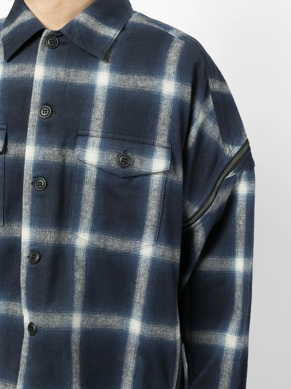 Facetasm zip-detail Oversized Checked Shirt - Farfetch