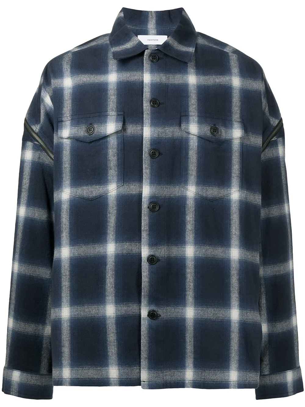 Facetasm zip-detail Oversized Checked Shirt - Farfetch