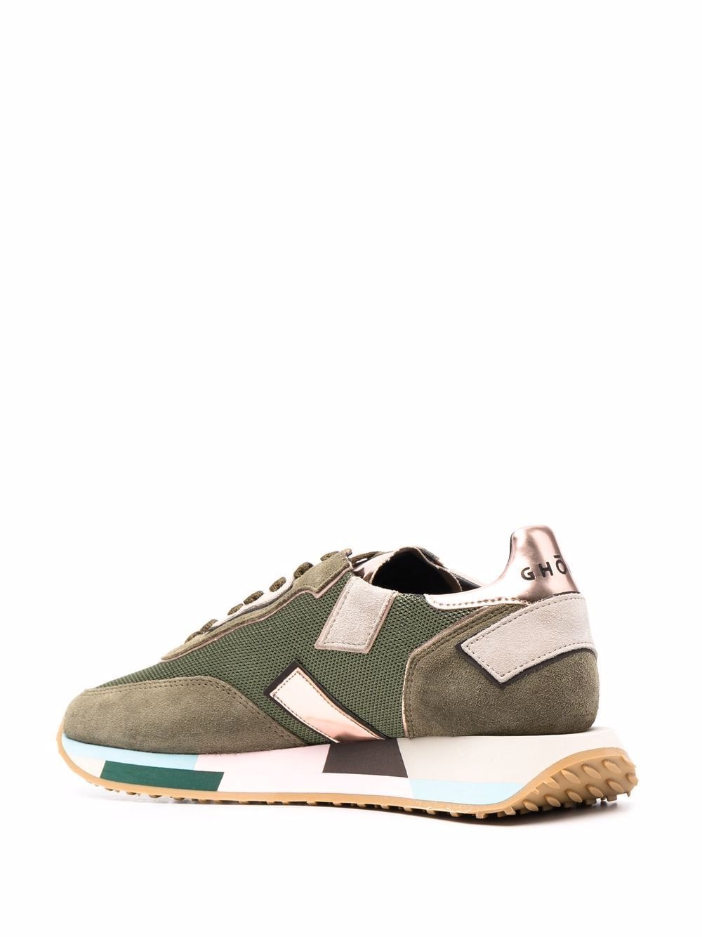 Shop Ghoud Panelled Leather Sneakers In Grün