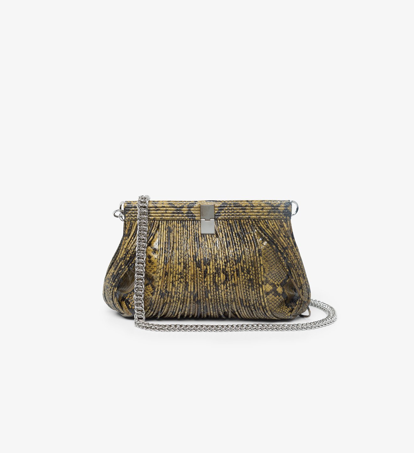 Printed Snake Rolo Frame Clutch