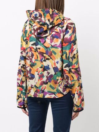 abstract print zip-up jacket展示图