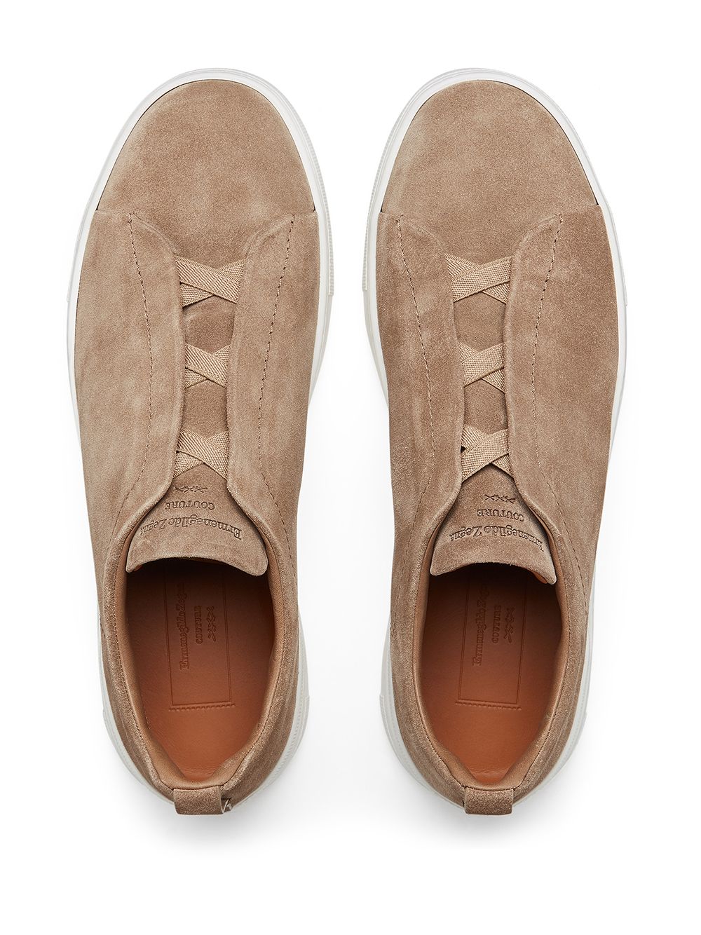 Shop Ermenegildo Zegna Triple Stitch Slip-on Sneakers In Nude