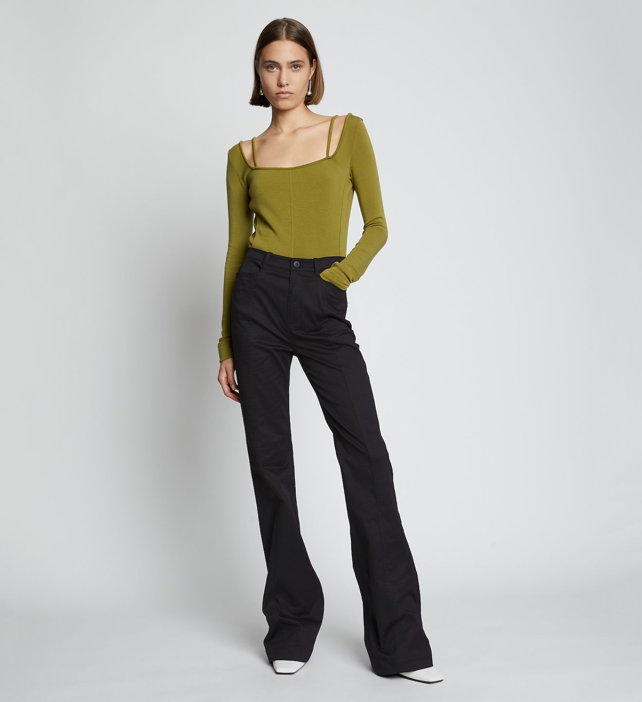 Cotton Twill Full Leg Pants in black | Proenza Schouler