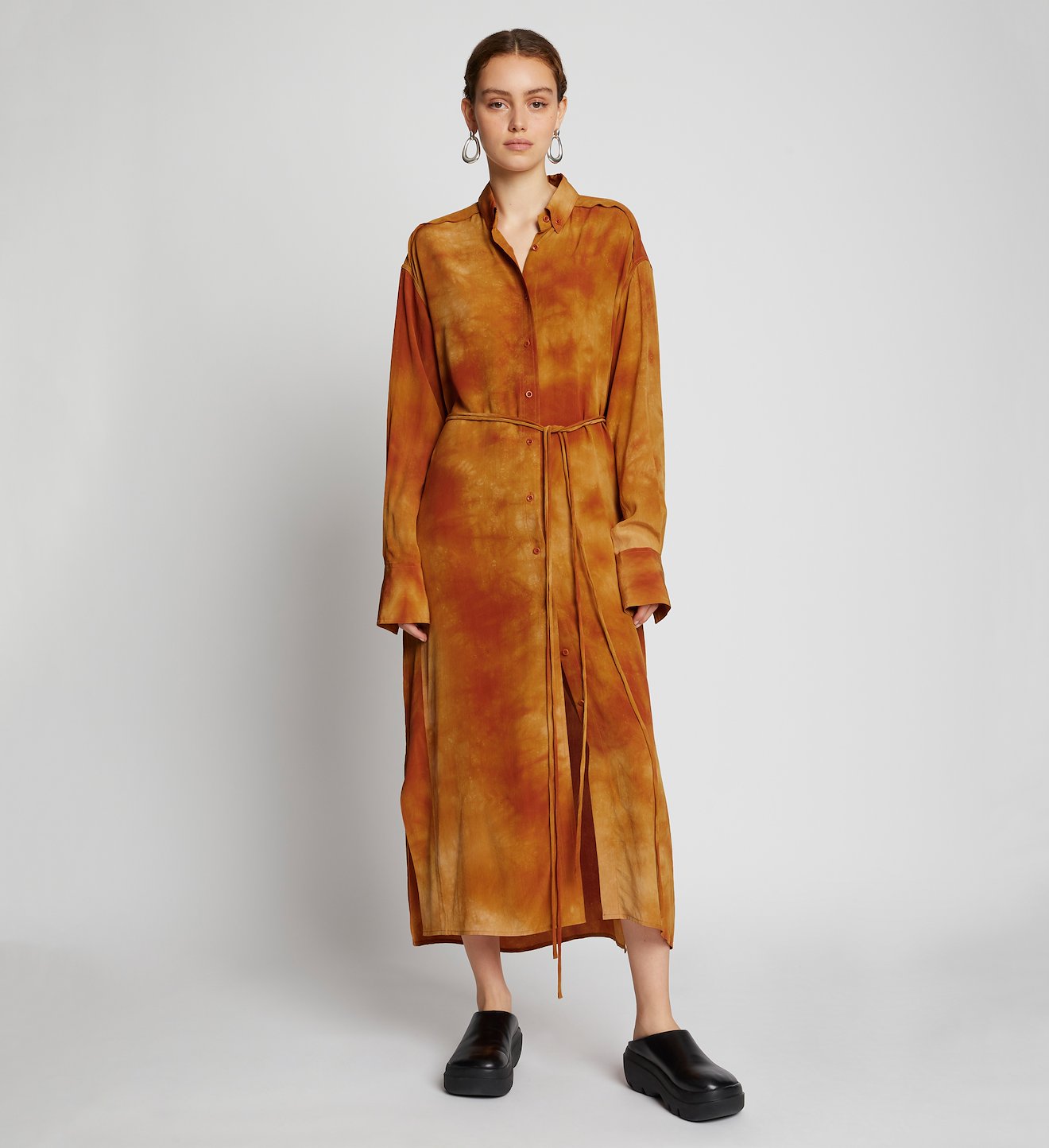 Tie Dye Silk Shirt Dress