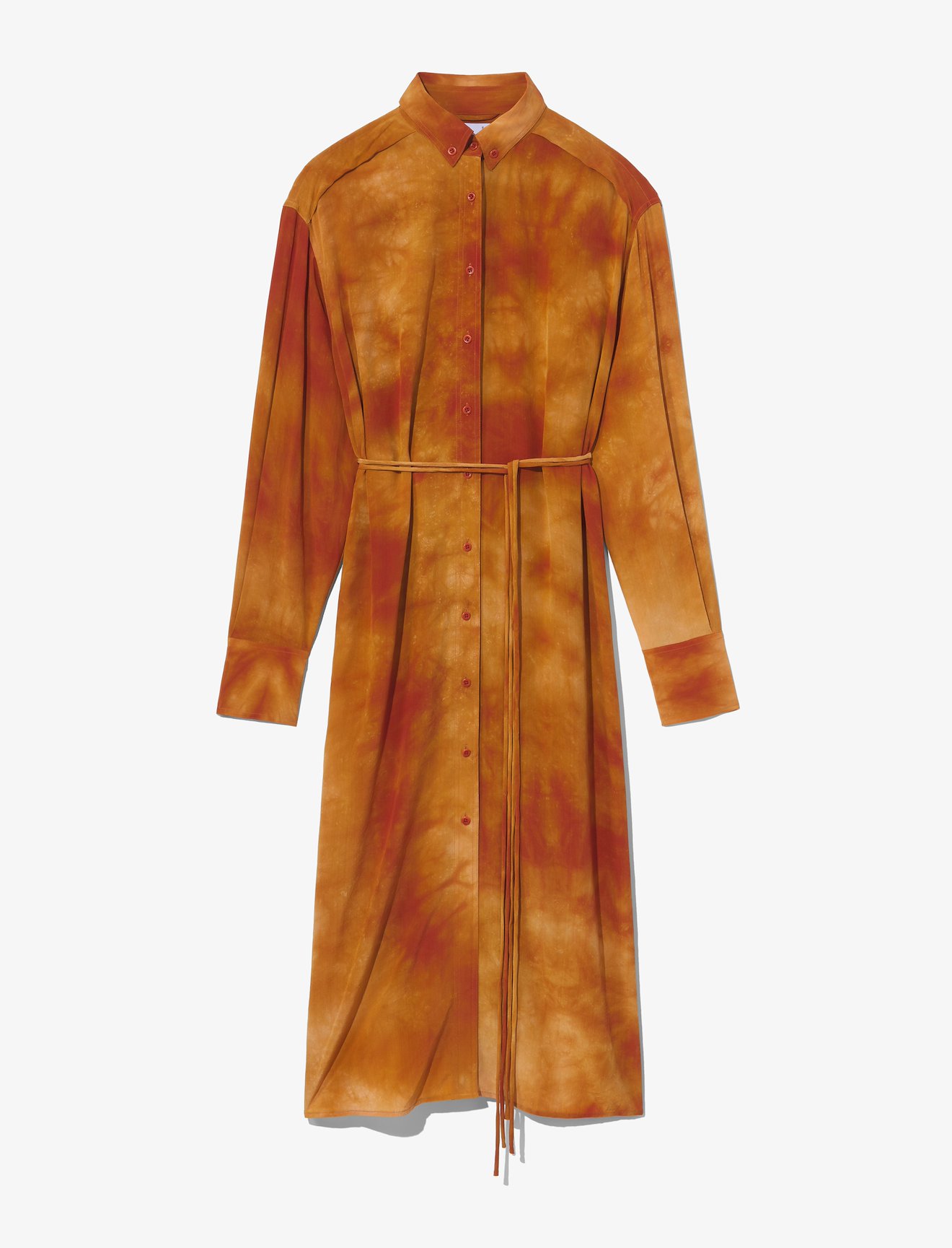 Tie Dye Silk Shirt Dress in orange | Proenza Schouler