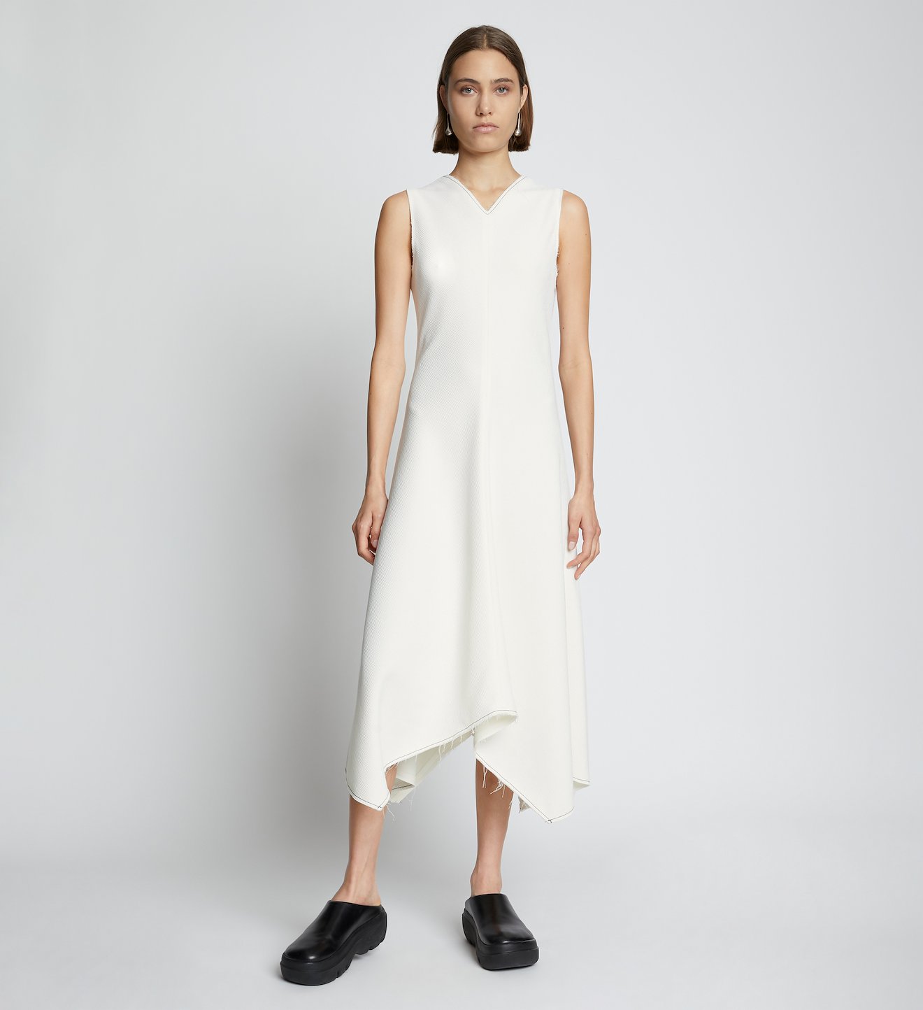 Ribbed Asymmetric Hem Dress