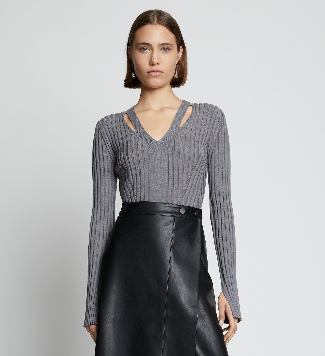 Merino Rib Knit V-Neck Sweater