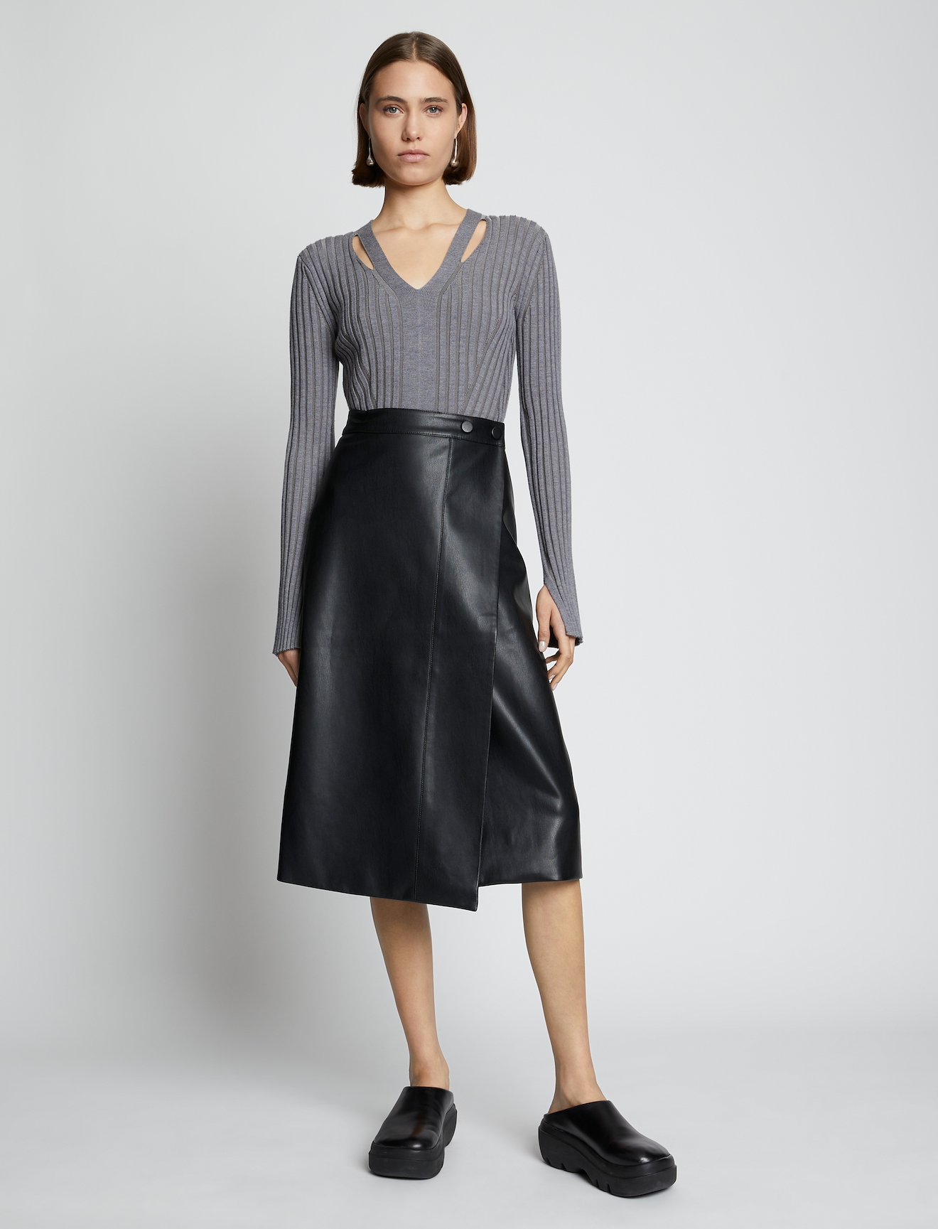 Merino Rib Knit V-Neck Sweater #1