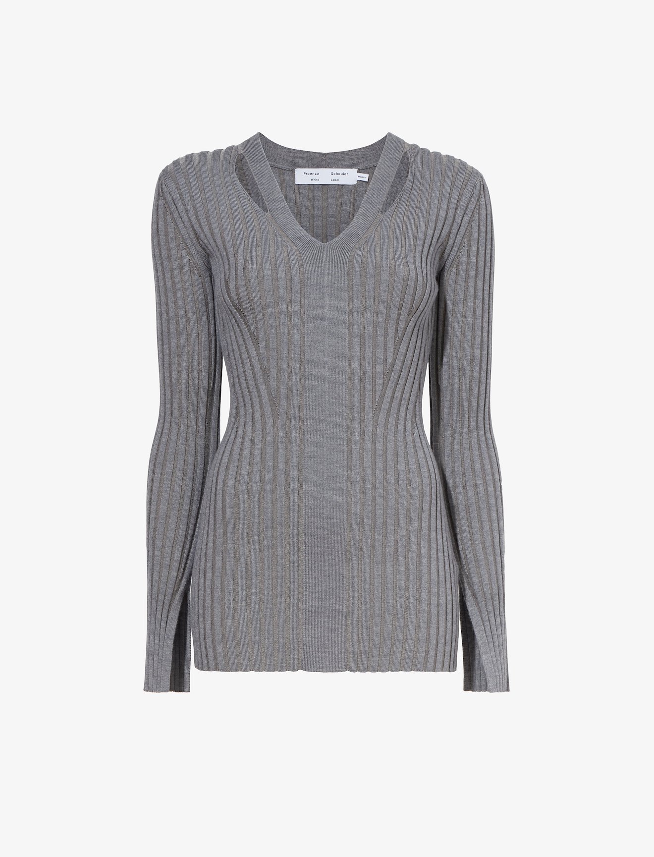 Merino Rib Knit V-Neck Sweater #5