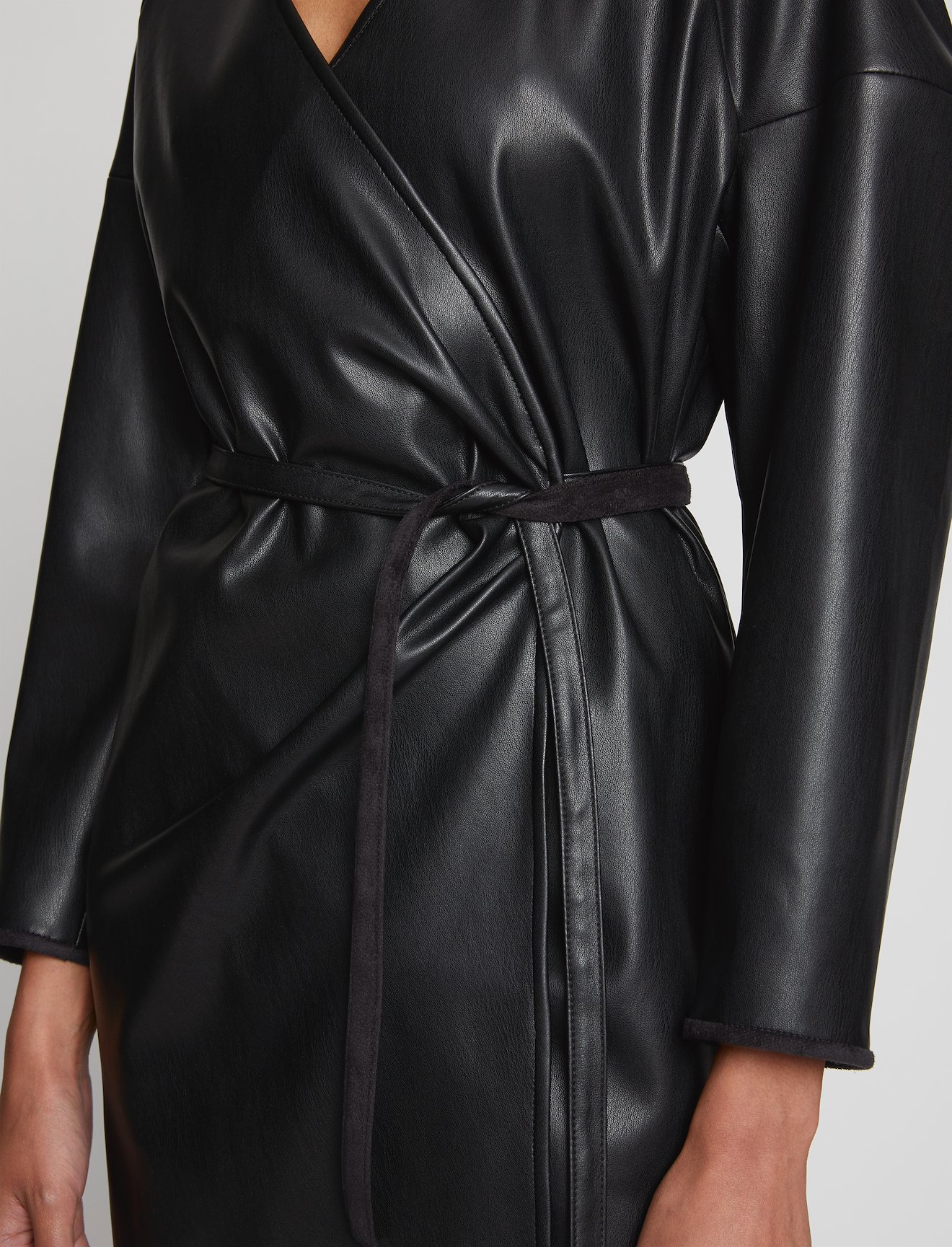 Faux Leather Wrap Dress #3