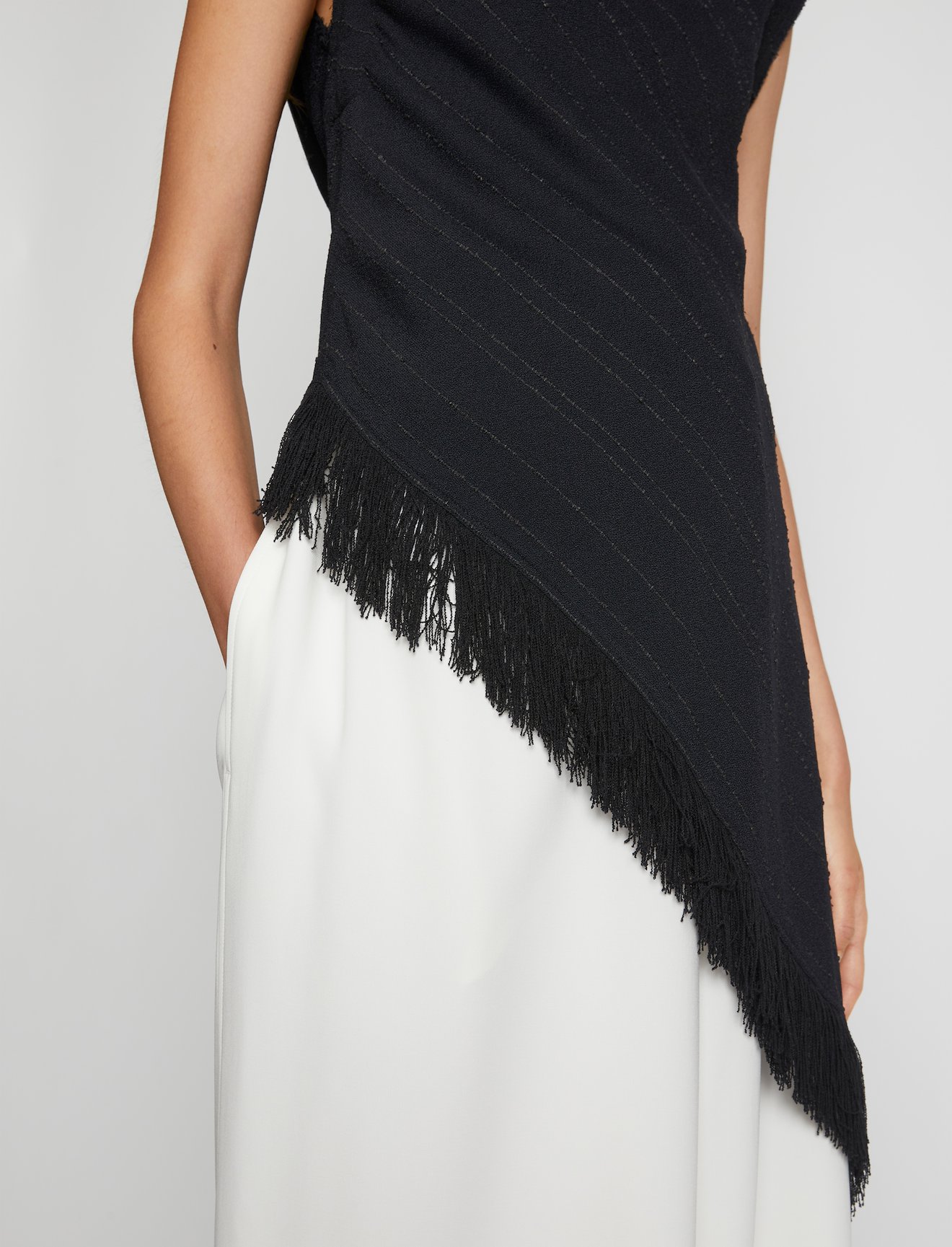 Textured Fringe Crepe Top in black | Proenza Schouler