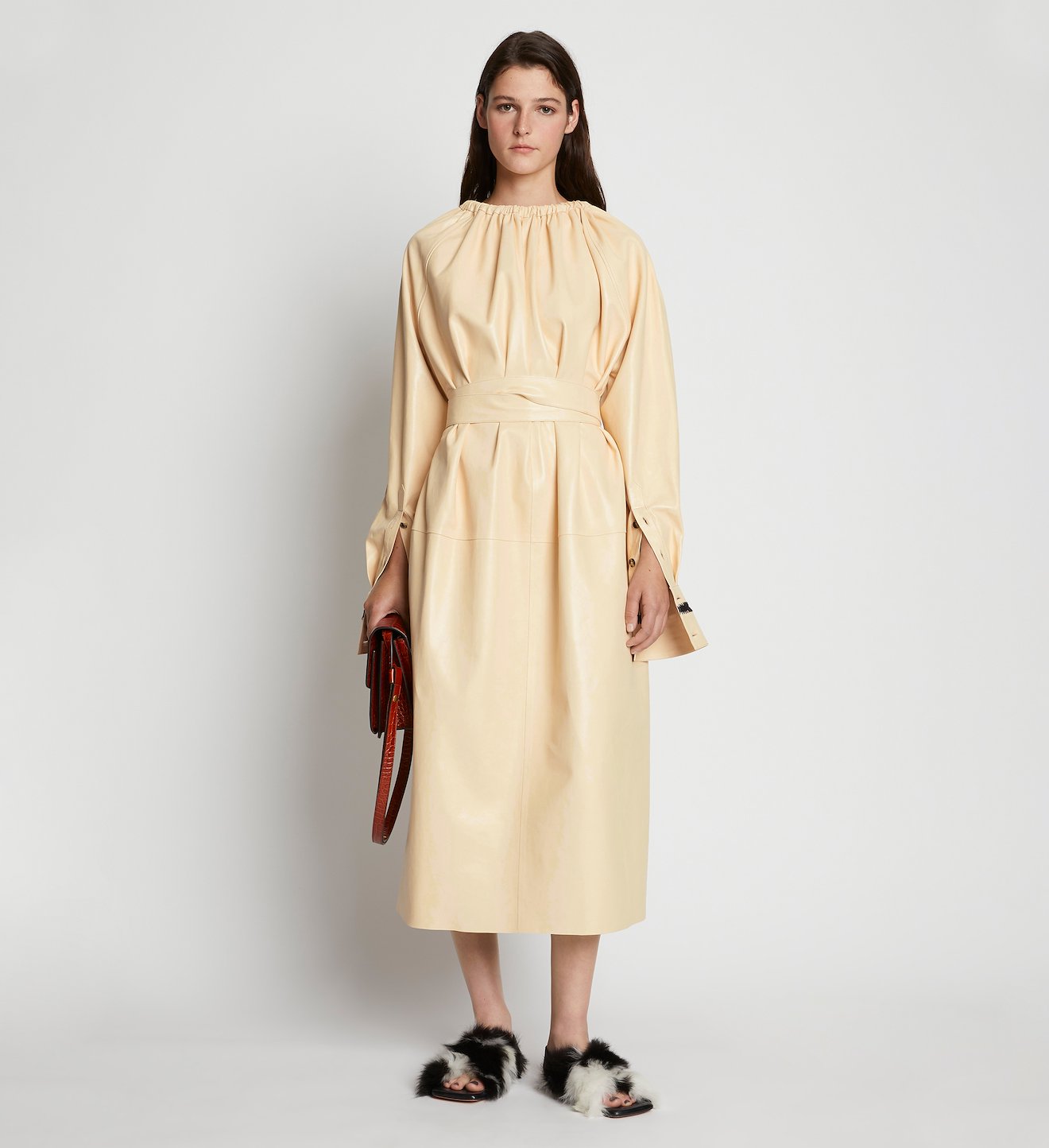 Leather Crochet Seamed Dress