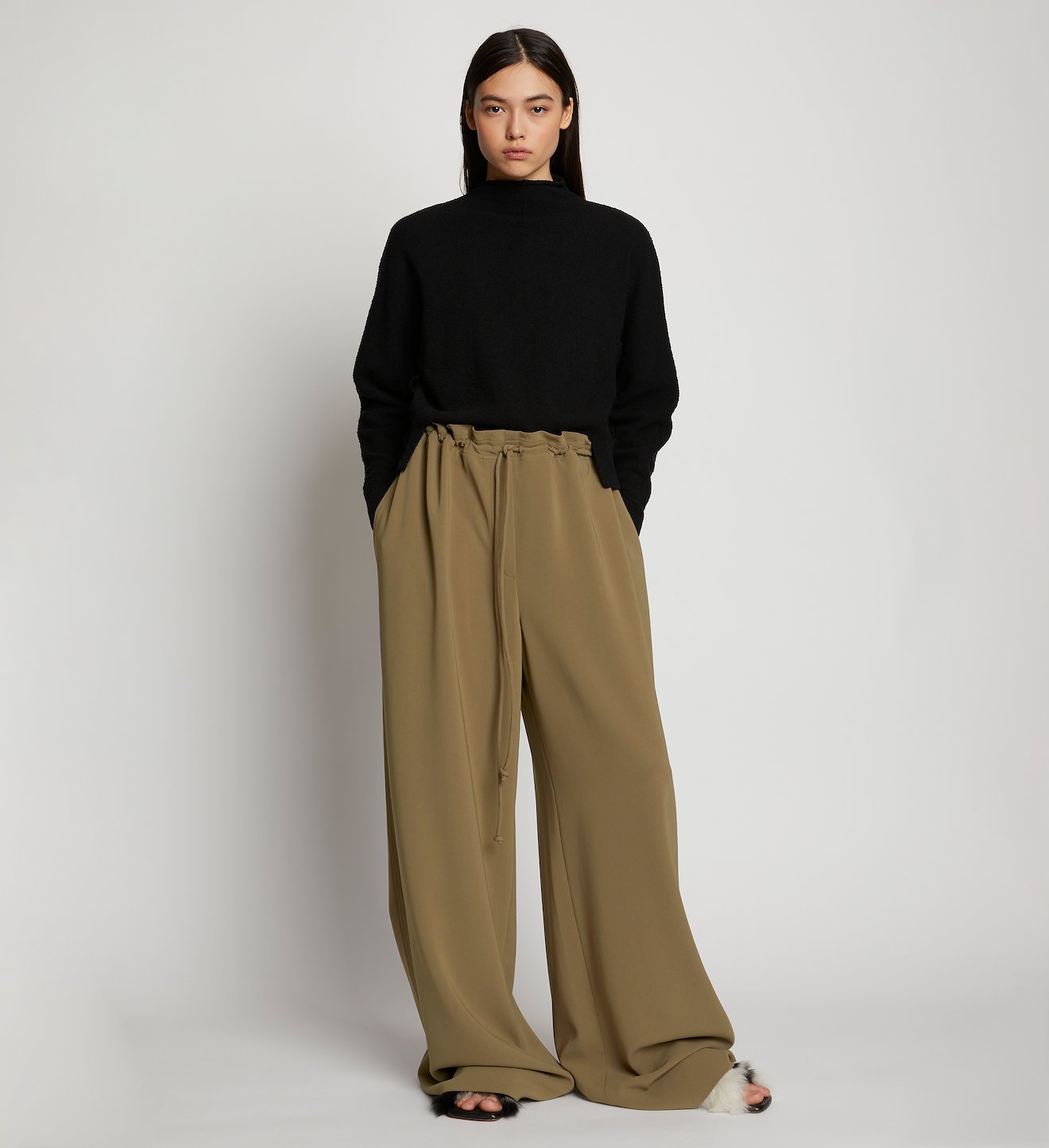 Matte Crepe Drawstring Pants
