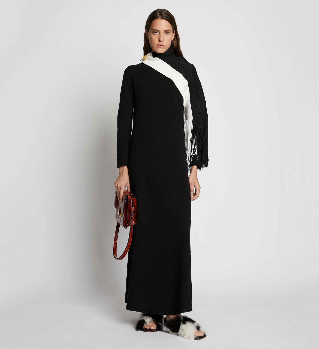Silk Boucle Knit Scarf Dress