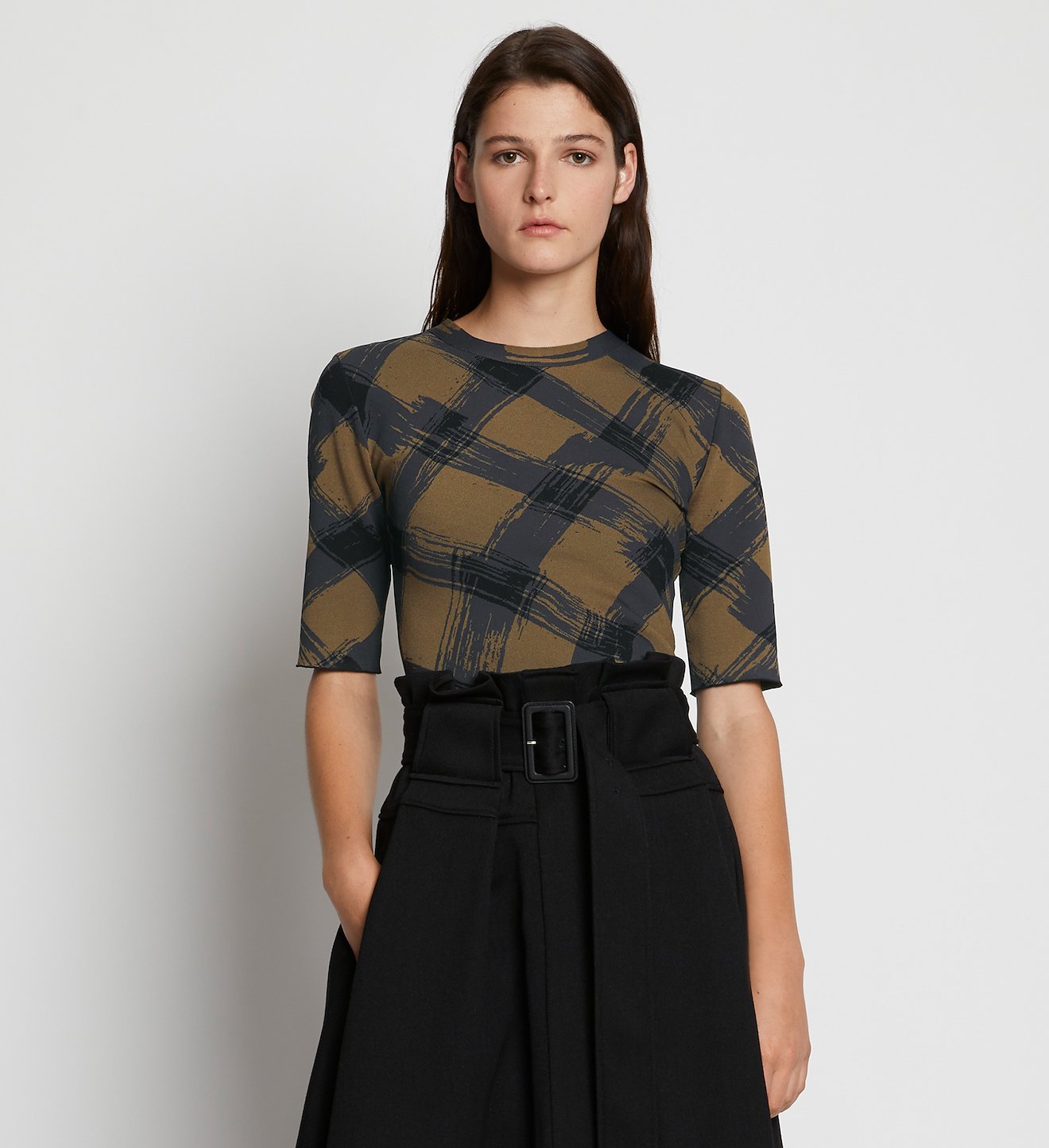 Gingham Jacquard Top