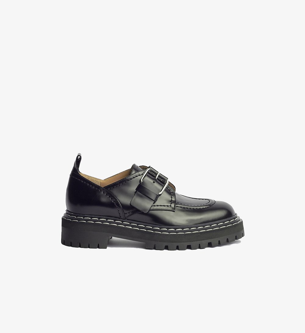 Lug Sole Buckle Oxfords in black | Proenza Schouler