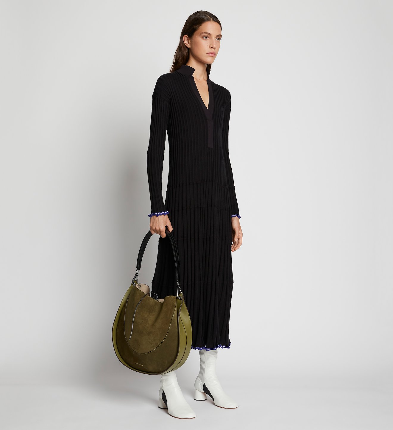 Suede Large Arch Shoulder Bag