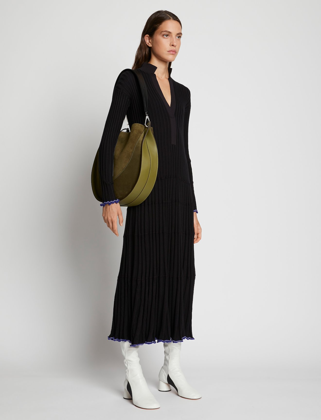 Suede Large Arch Shoulder Bag #1