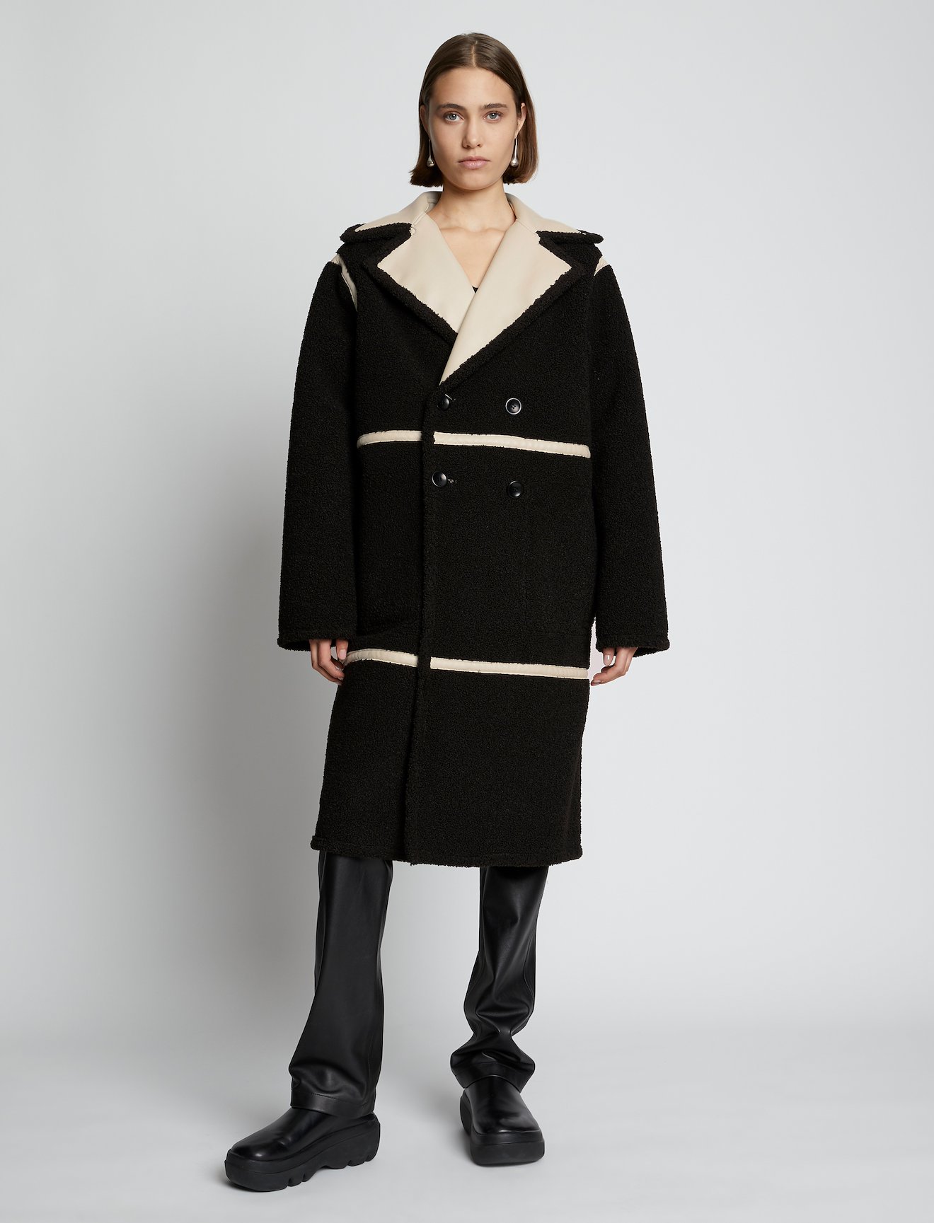 Faux Sherpa Coat in white | Proenza Schouler