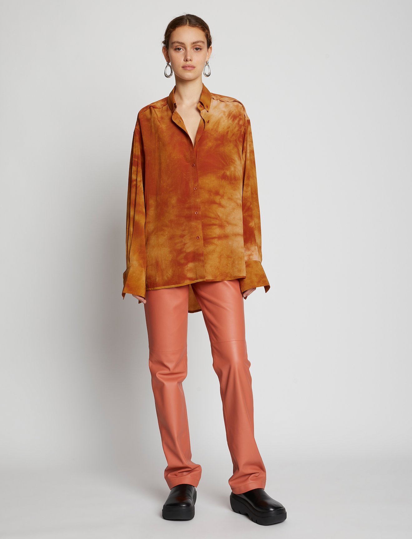 Tie Dye Silk Shirt in brown | Proenza Schouler