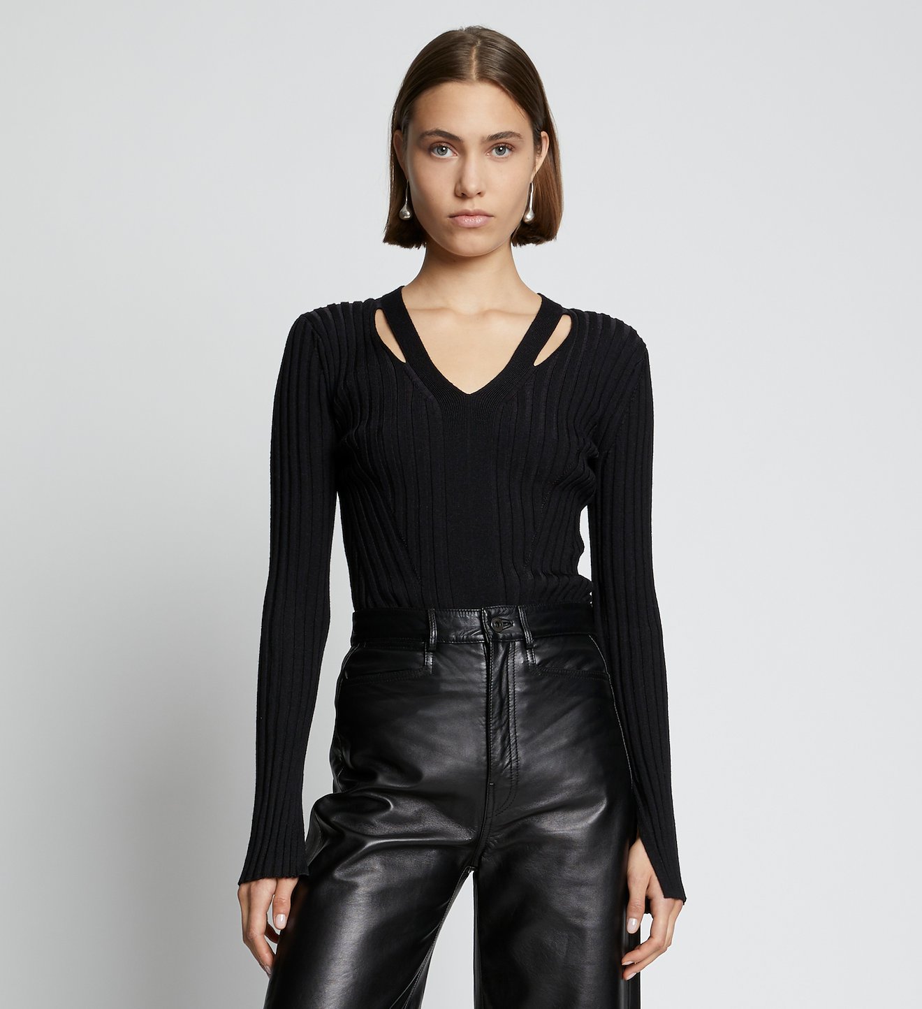 Merino Rib Knit V-Neck Sweater
