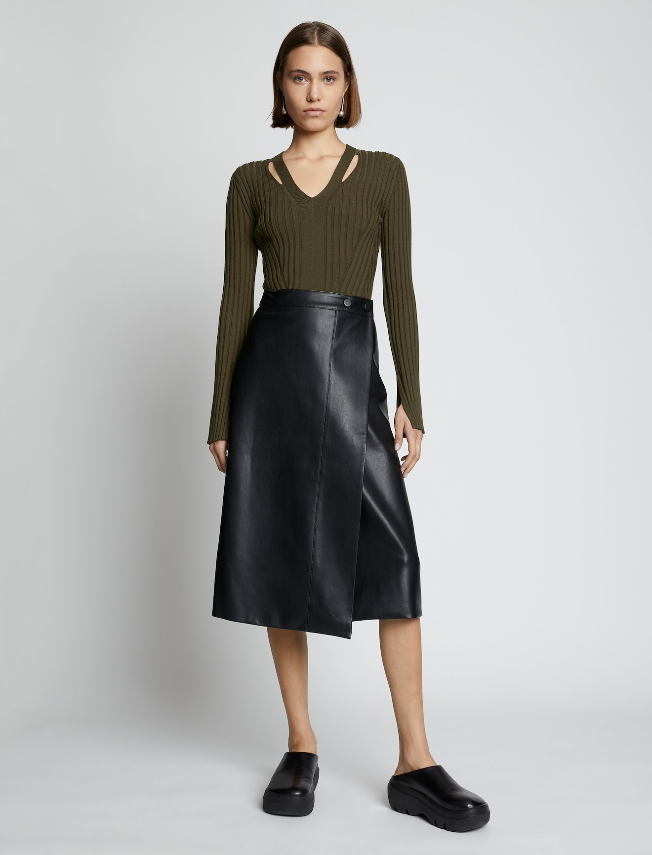 Merino Rib Knit V-Neck Sweater #1
