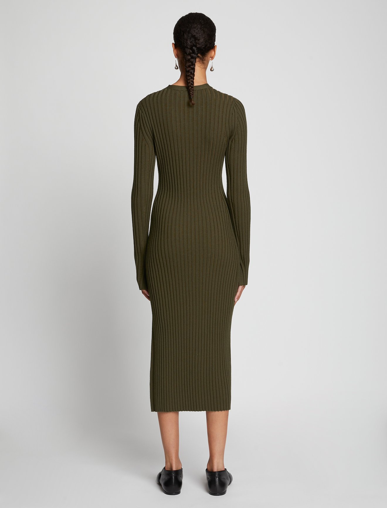 Merino Rib Knit Dress in green | Proenza Schouler