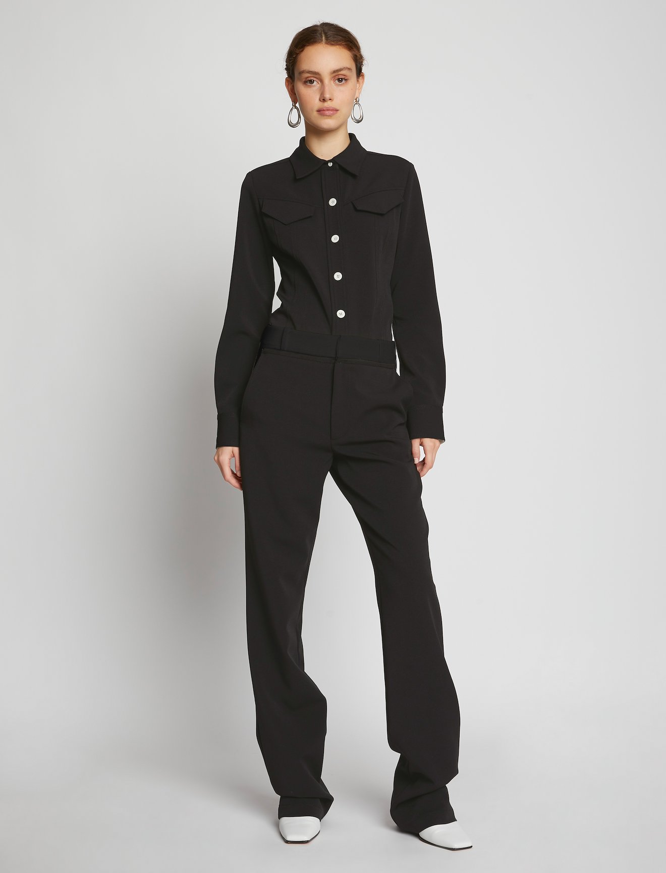 Crepe Seamed Shirt in black | Proenza Schouler