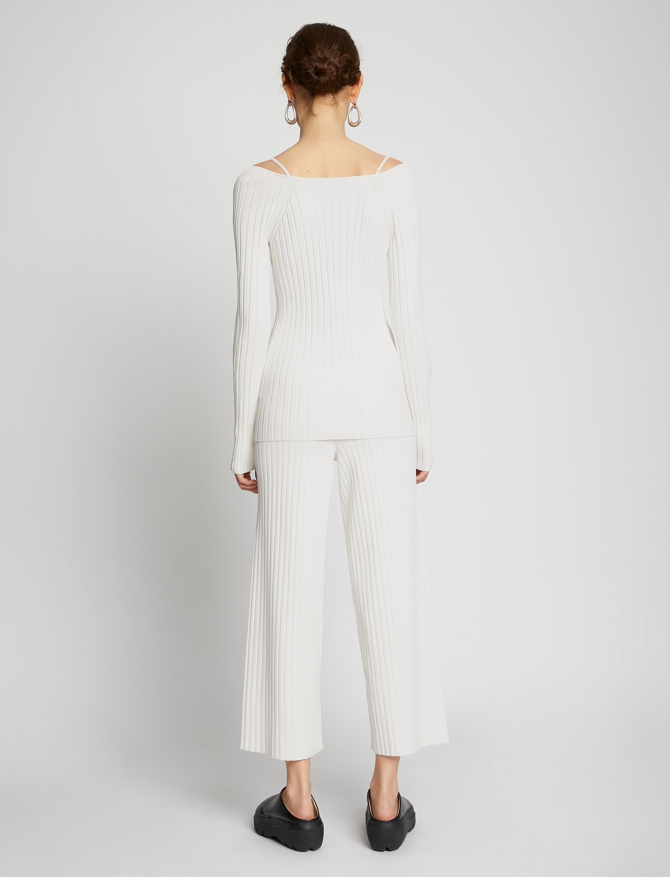 Lightweight Rib Knit V-Neck Top #3