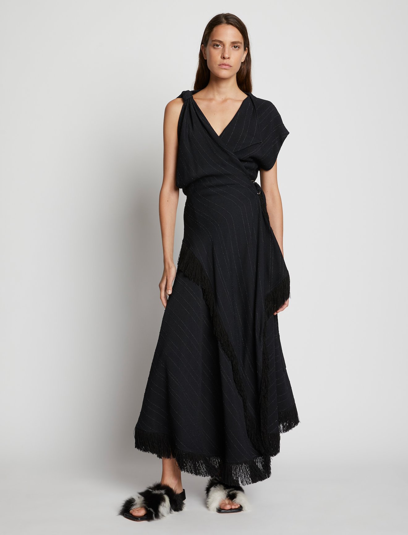 Textured Fringe Crepe Dress #5