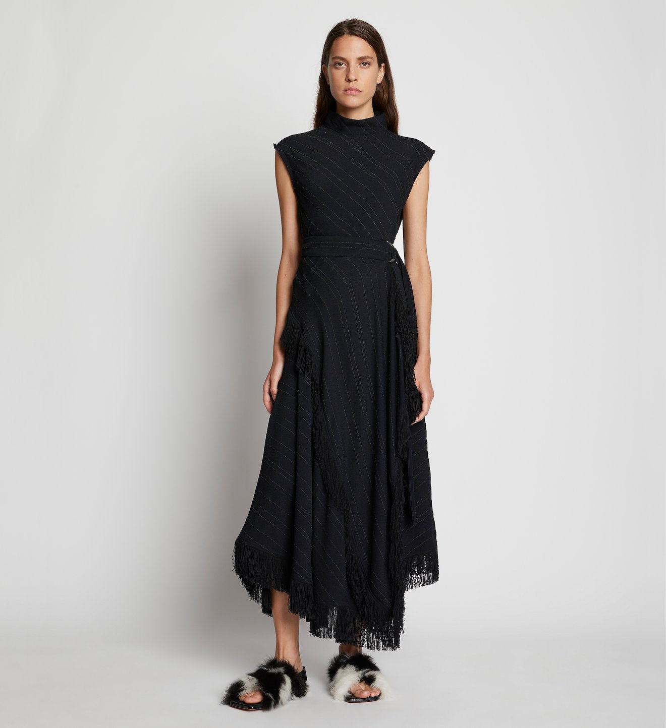 Textured Fringe Crepe Skirt