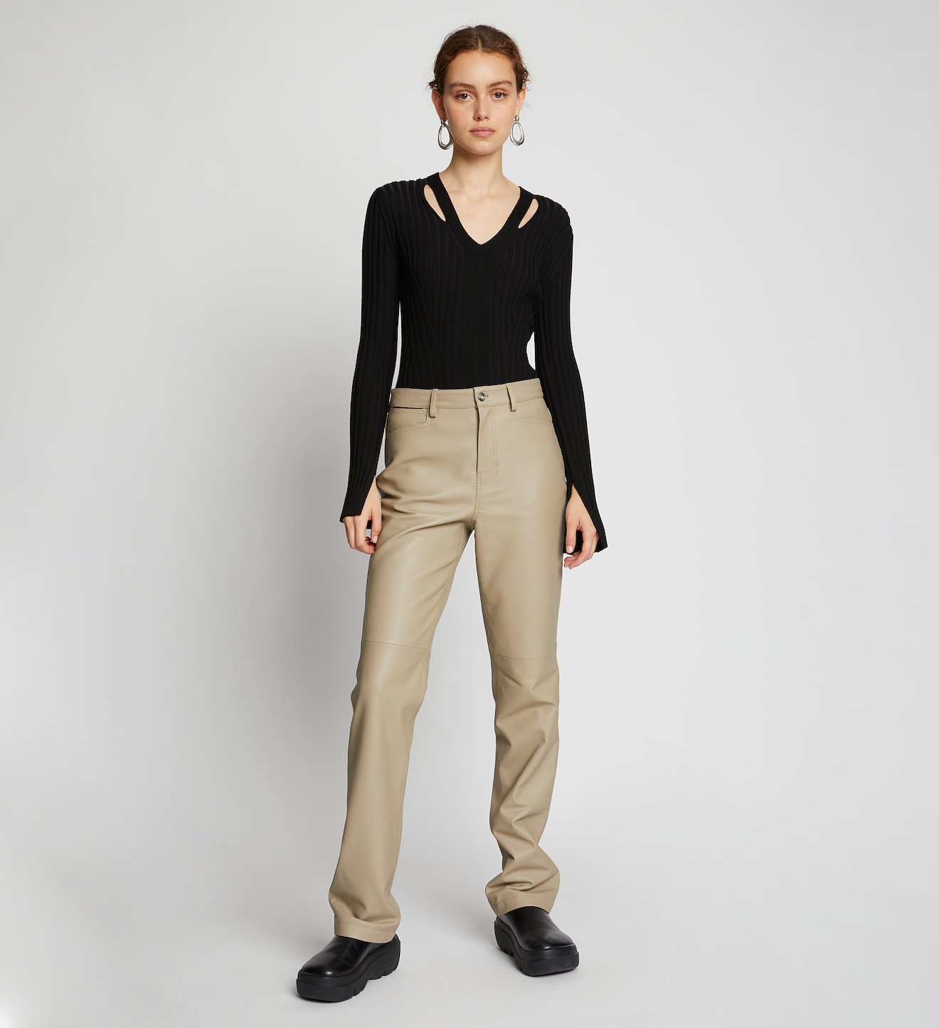 Leather Straight Pants