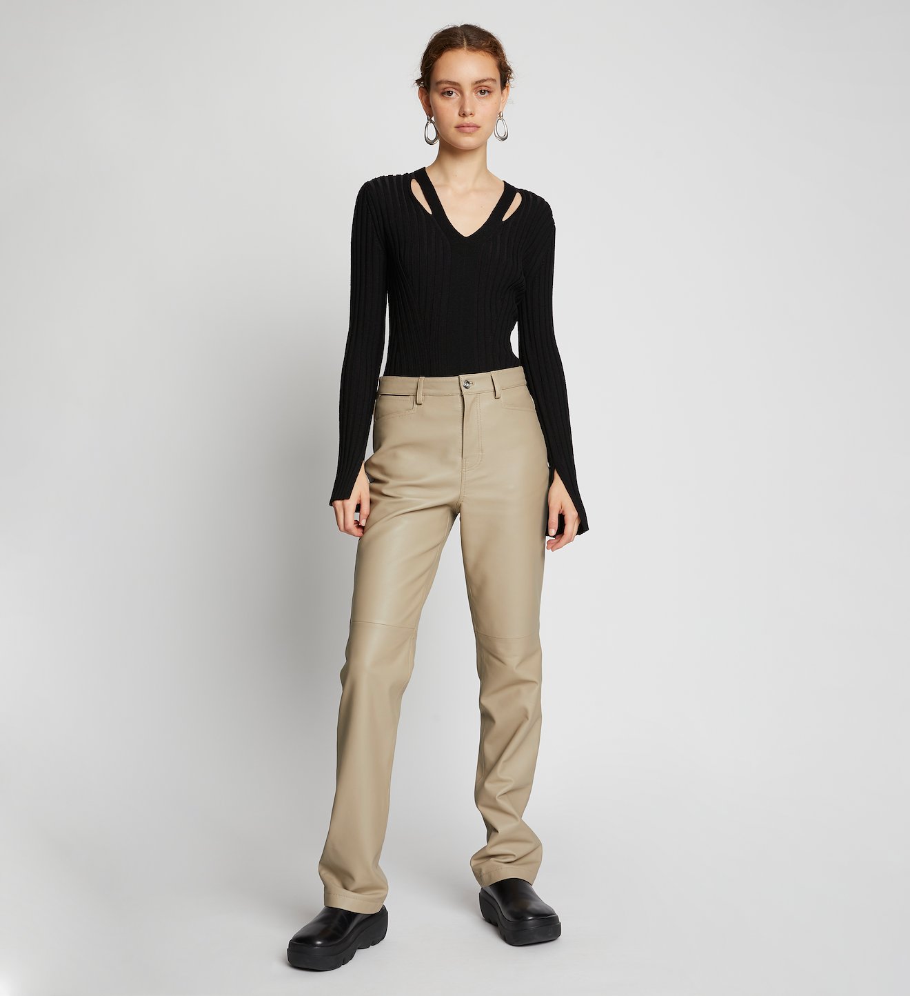 Leather Straight Pants in neutrals | Proenza Schouler