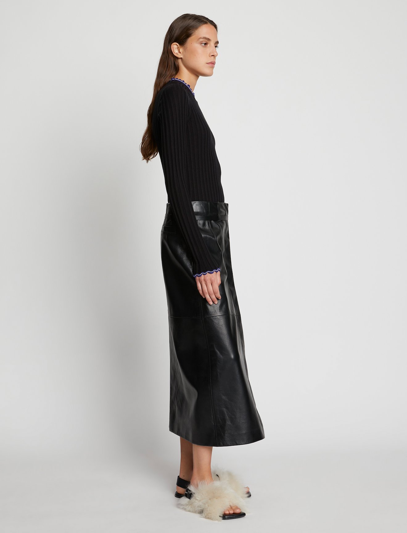 Leather Button Front Skirt #1