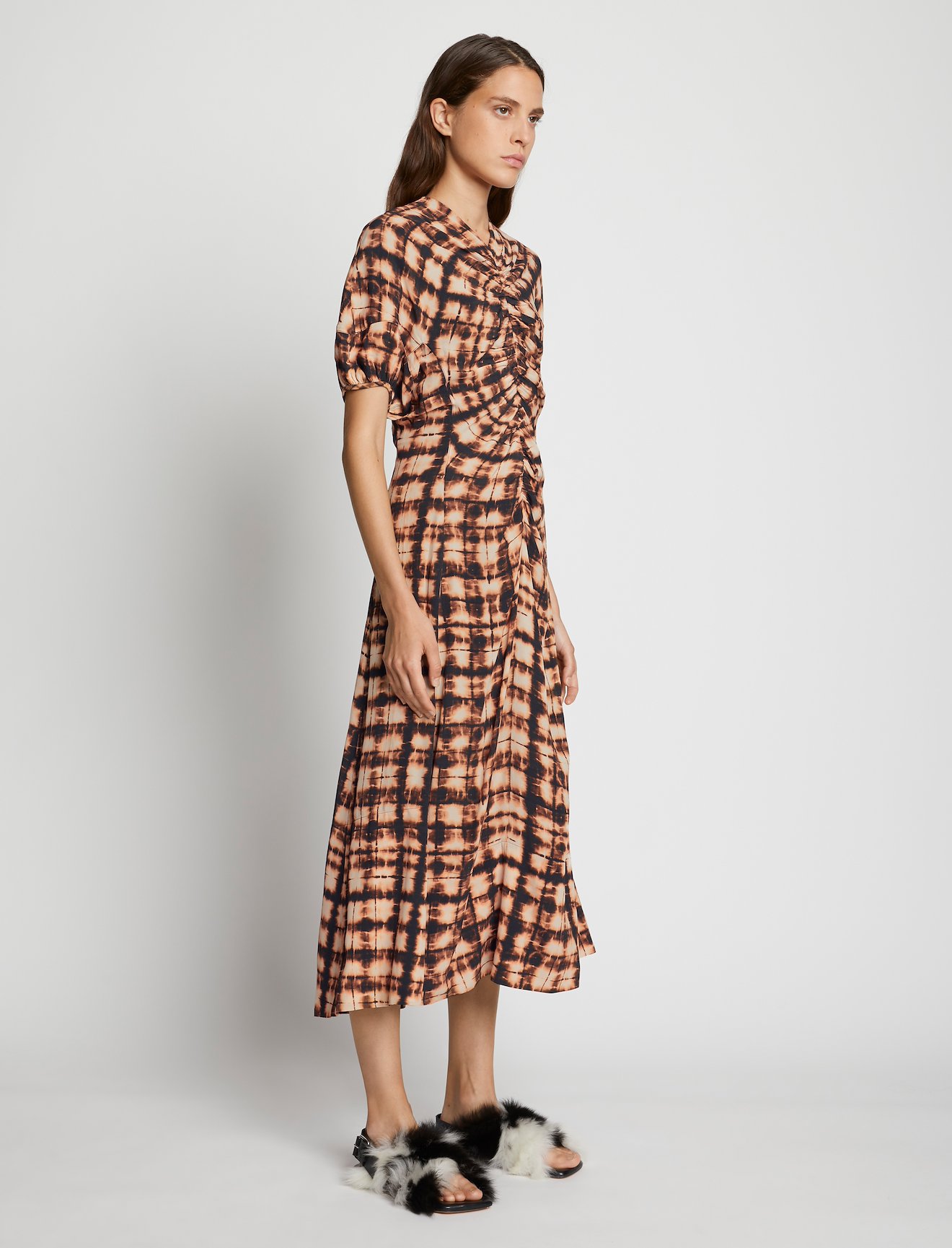 Printed Tie Dye Gathered Dress #1