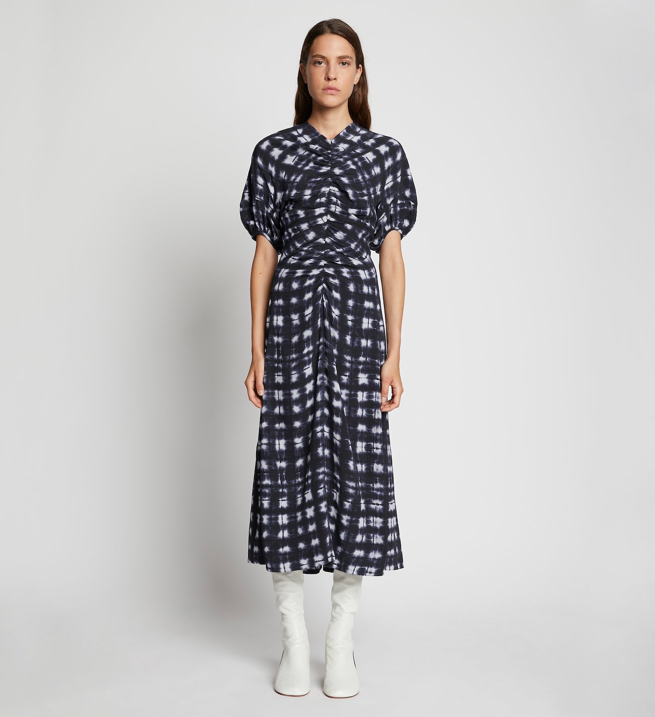 Printed Tie Dye Gathered Dress