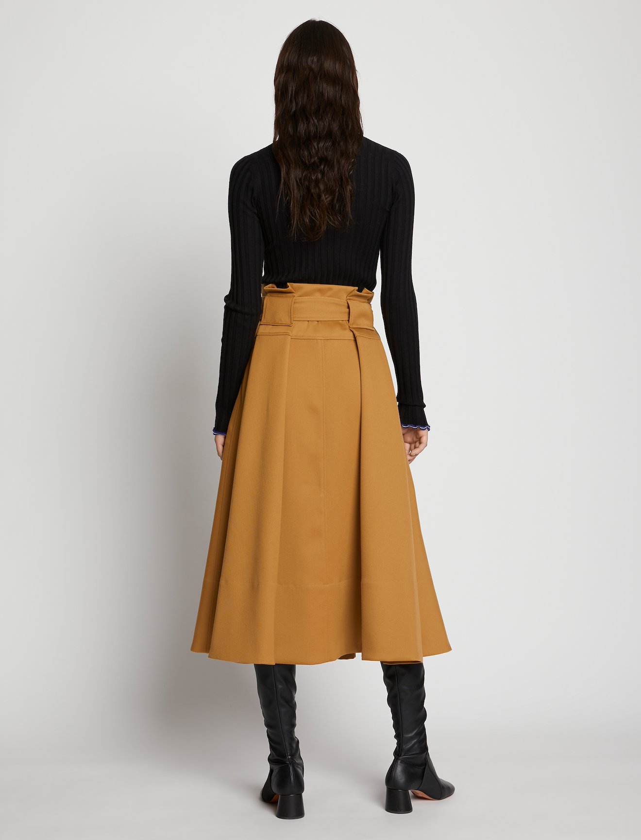 Wool Twill Belted Midi Skirt #2