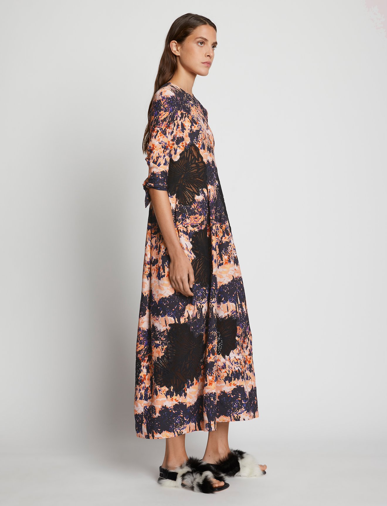 Embroidered Scenic Print Dress #1